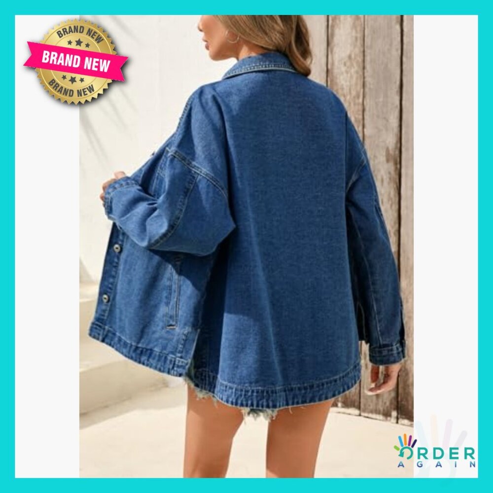Oversized Denim Jacket Button Down Shacket Boyfri… - image 2